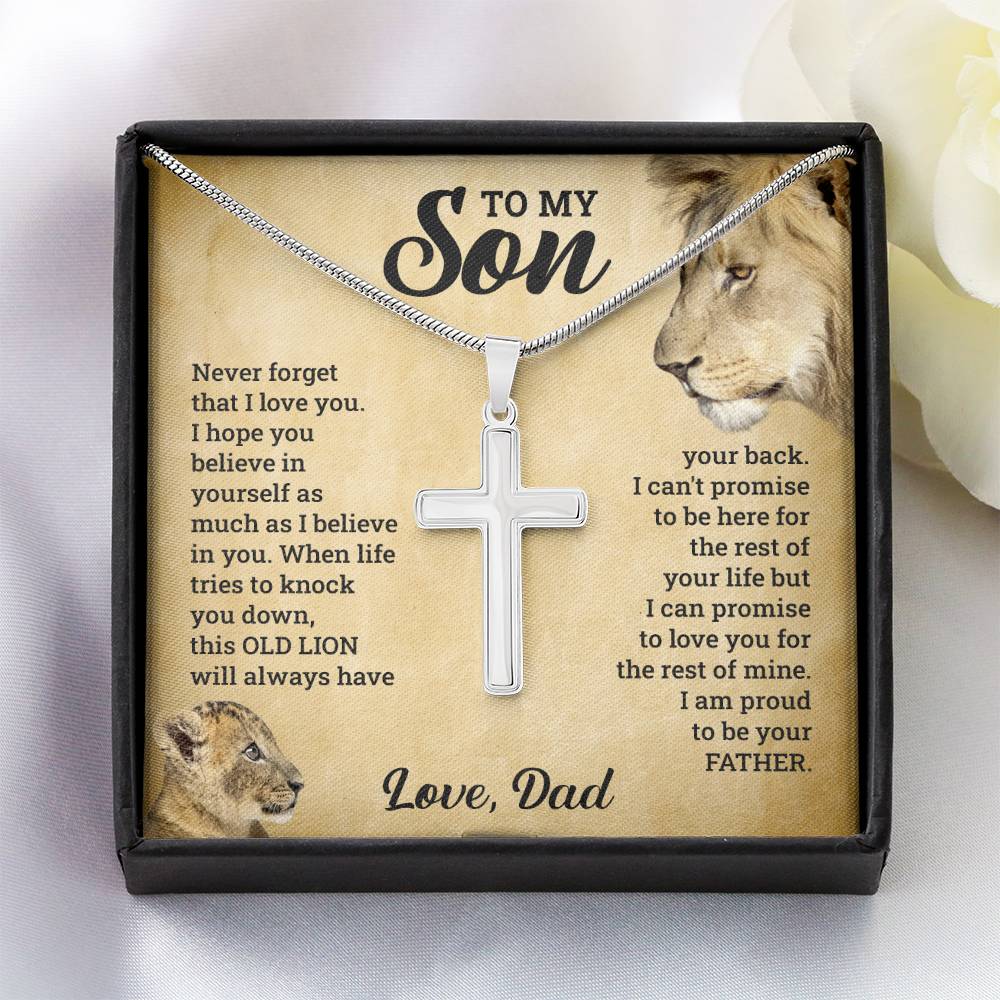 To My Son – Old Lion Cross Necklace