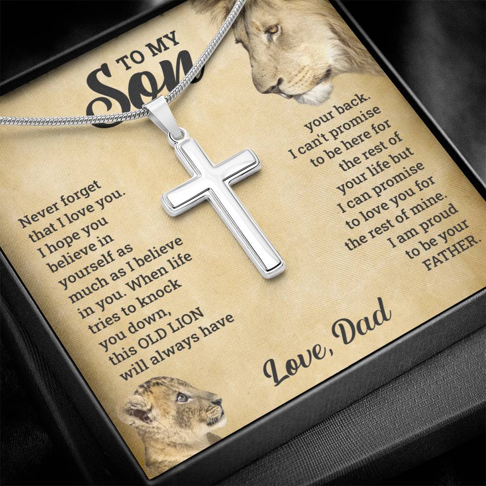 To My Son – Old Lion Cross Necklace