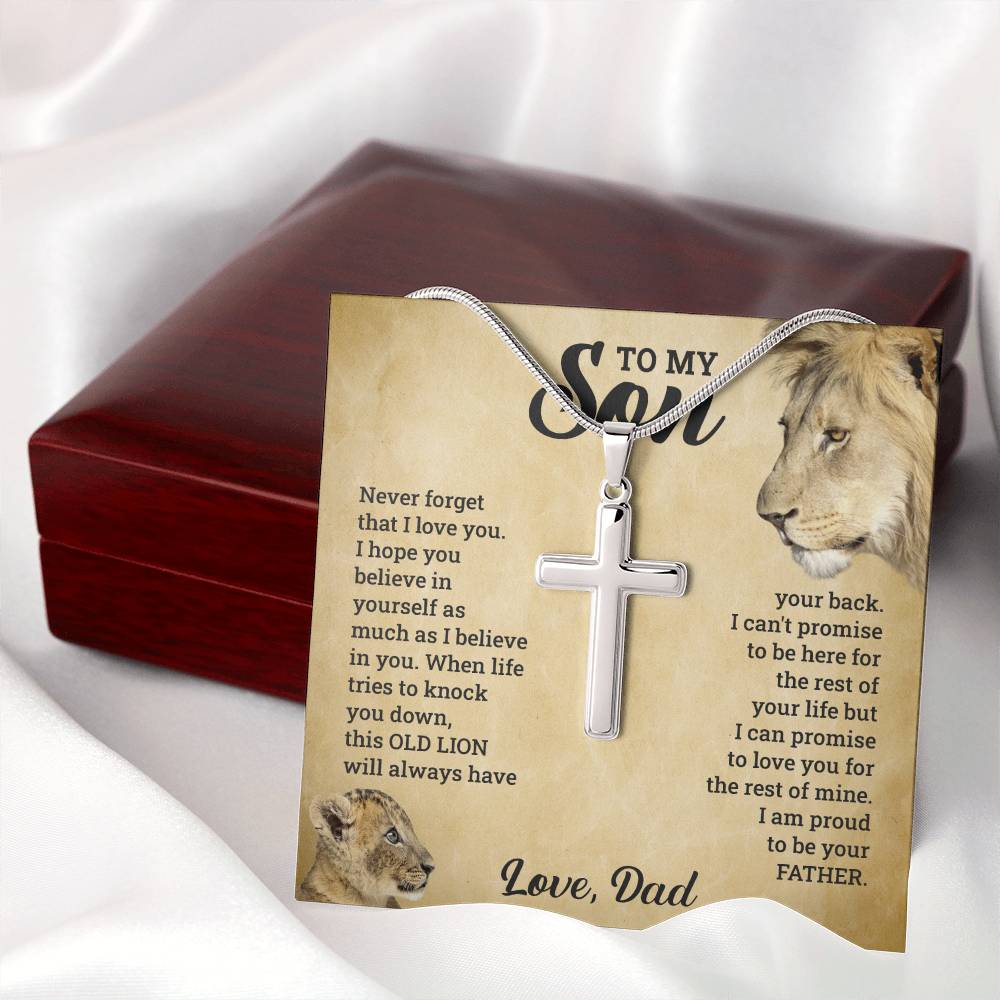 To My Son – Old Lion Cross Necklace