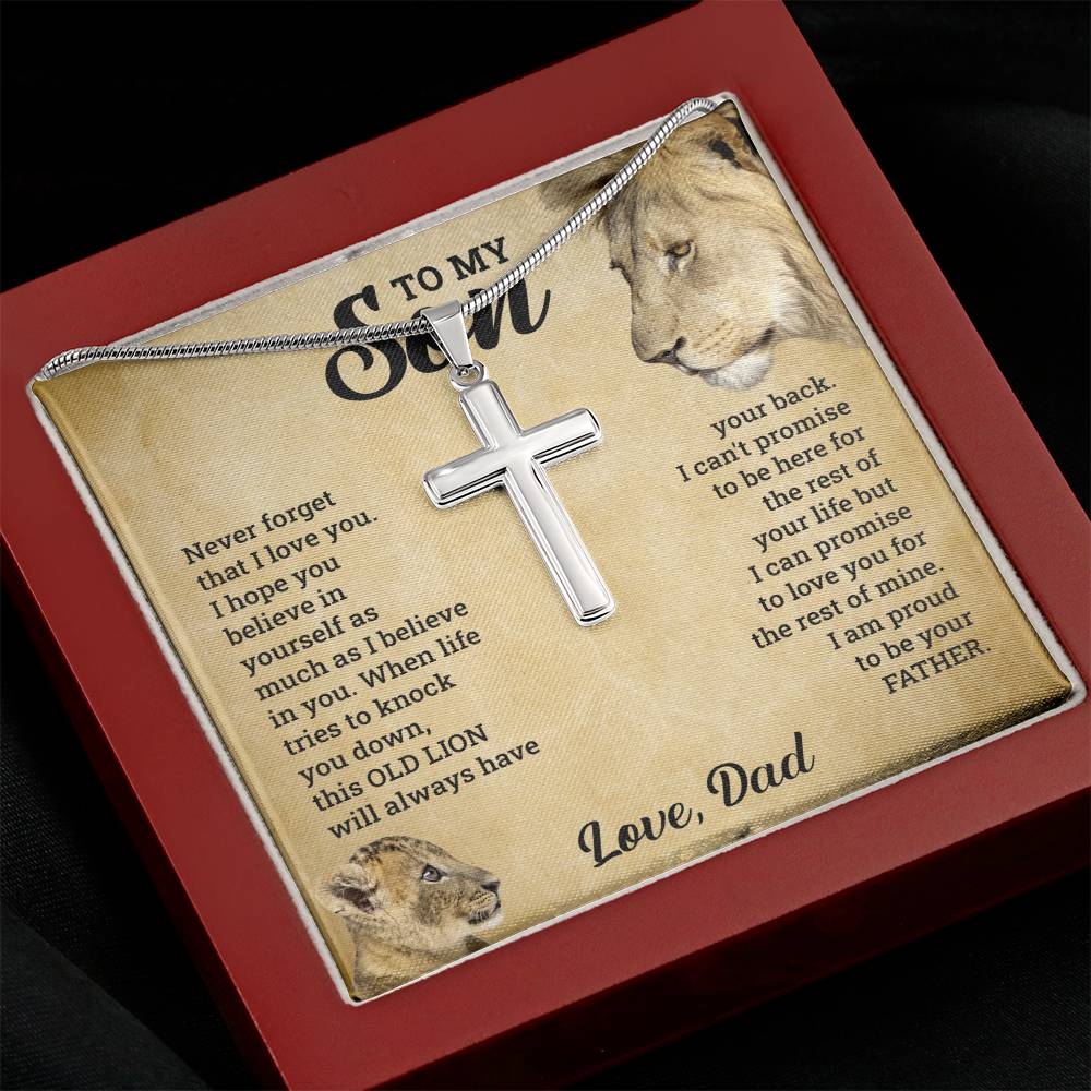 To My Son – Old Lion Cross Necklace